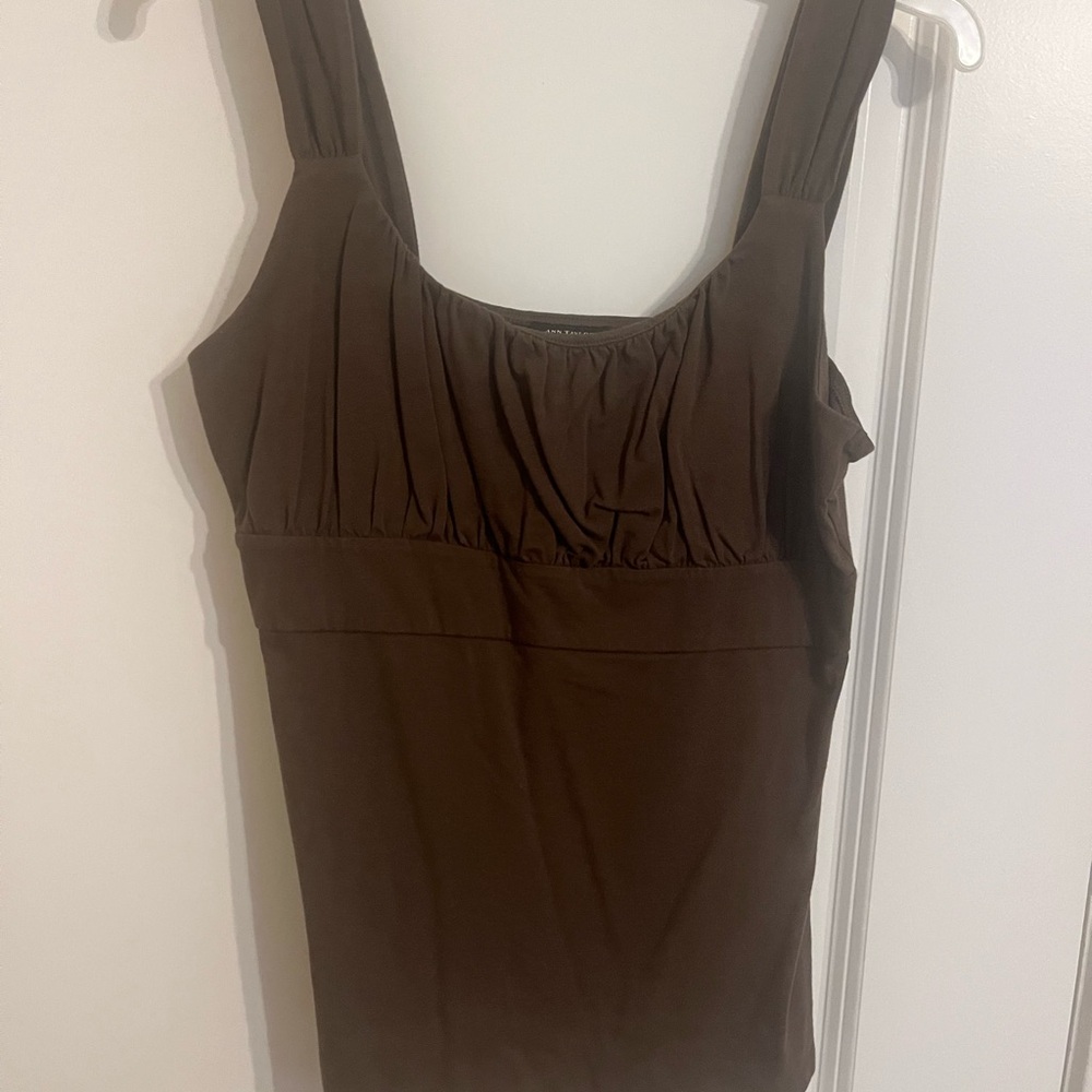 Ann Taylor Deep Brown V-Neck Blouse